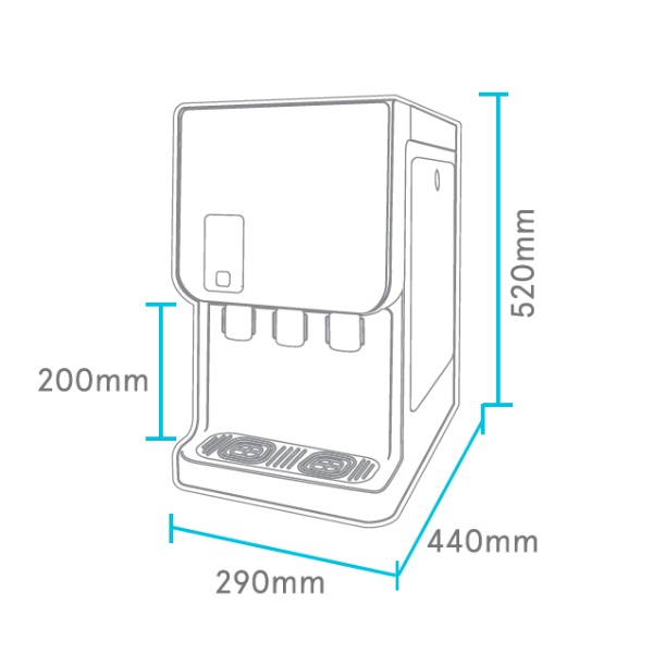 Dimensiones Fuente de Agua Sobremesa Columbia 630 ROP