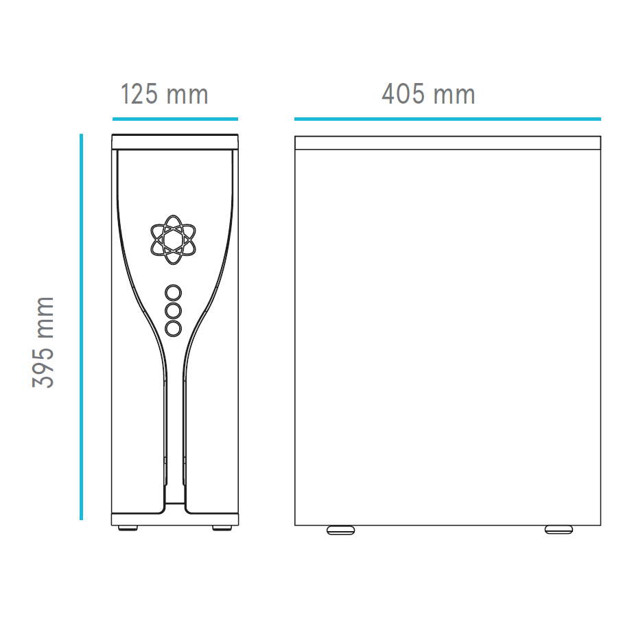 dimensiones generador de agua hidrogenada atom